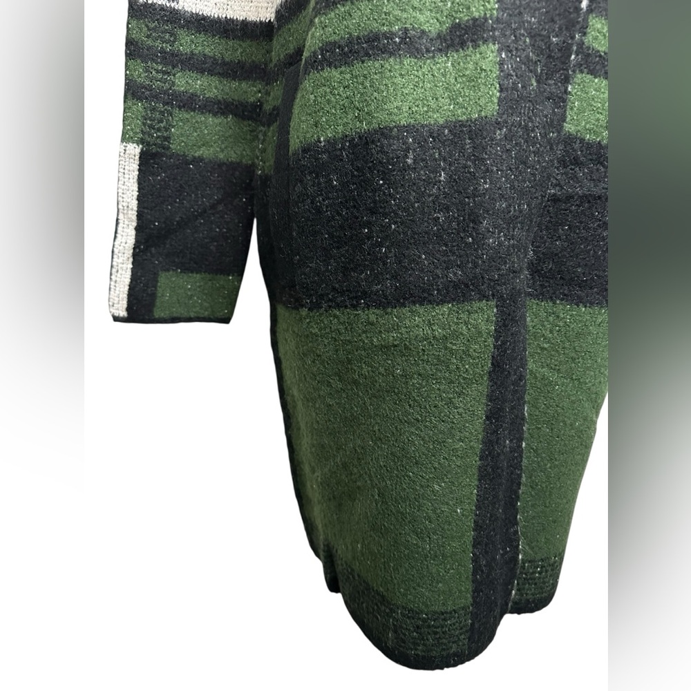 JOSEPH A / Black Green Cream Plaid Long sweater / Small / Preppy Bohemian Fall - Picture 4 of 15